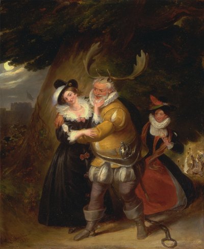 Falstaff alla Quercia di Herne, da Le Allegre Comari di Windsor, Atto V, Scena v da James Stephanoff